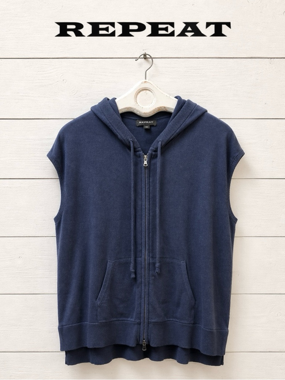 REPEAT BLUE HOODED KNIT VEST – SIZE S (38)